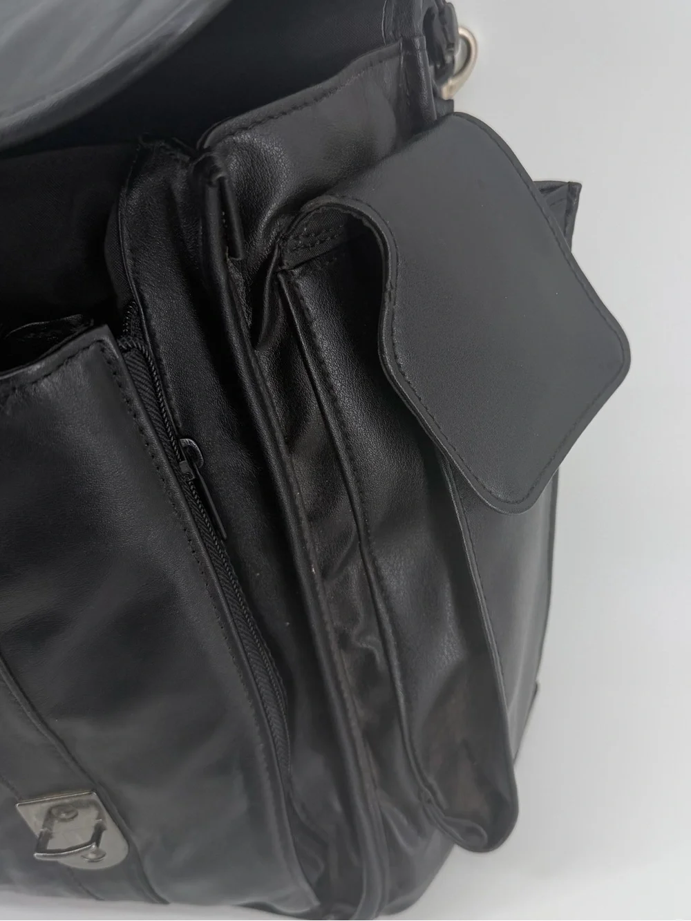 Vintage Basis Point Compusystem Black Leather Travel Briefcase Bag Messenger Bag